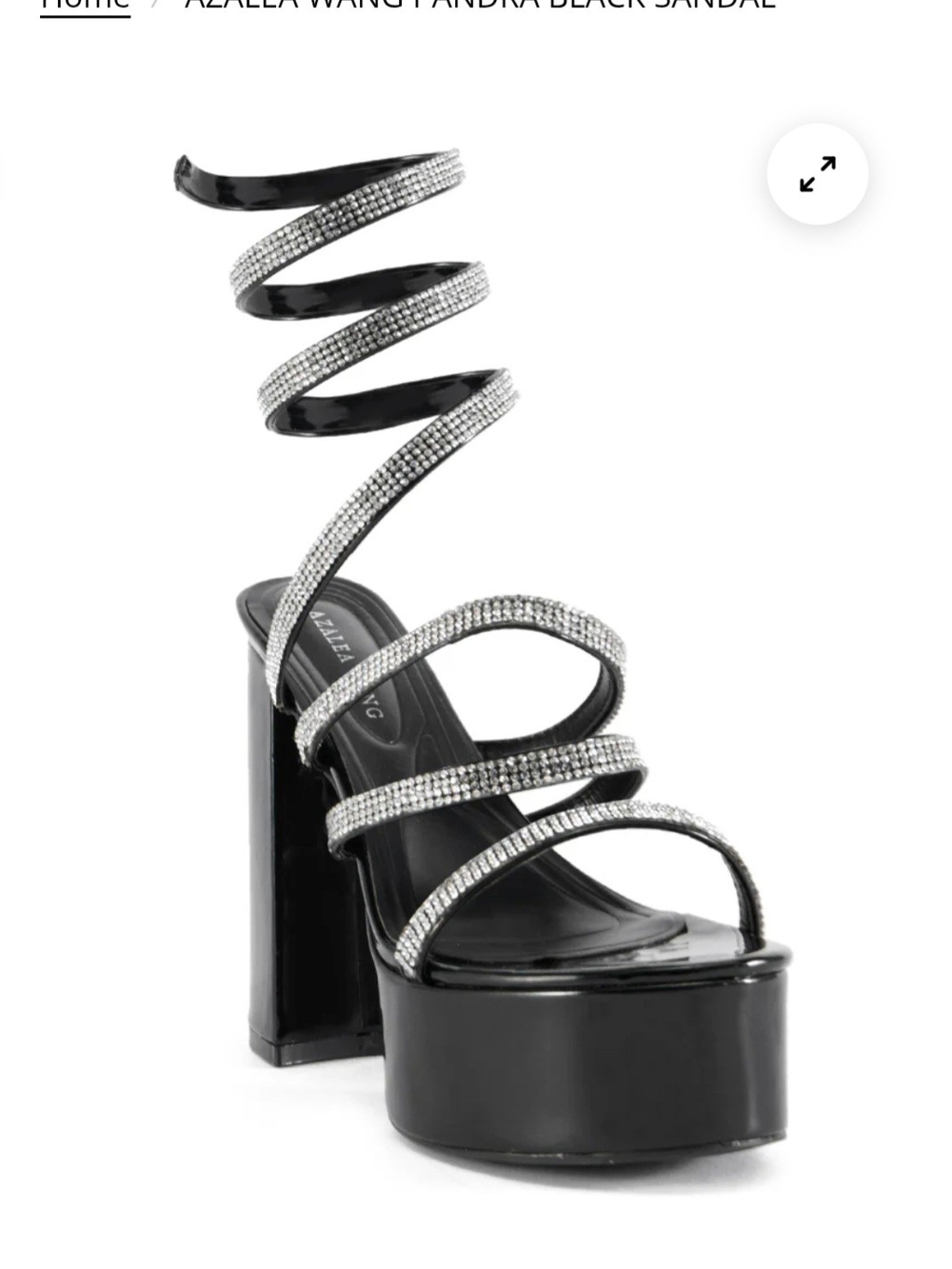 Black Platform Spiral Crystal Sandal